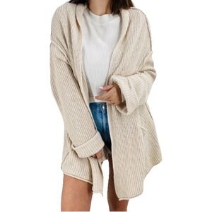 NWT Free People Oversized Chunky Knit Beige Cardigan Size XS/S